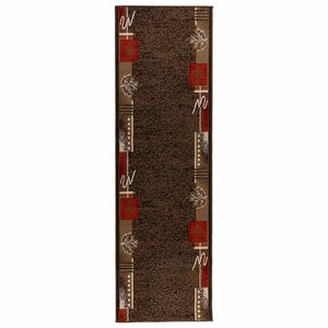 vidaXL Tapis Couloir FLORNES Tiss&eacute; Marron Feuilles 67 x 350 cm PP 7 mm
