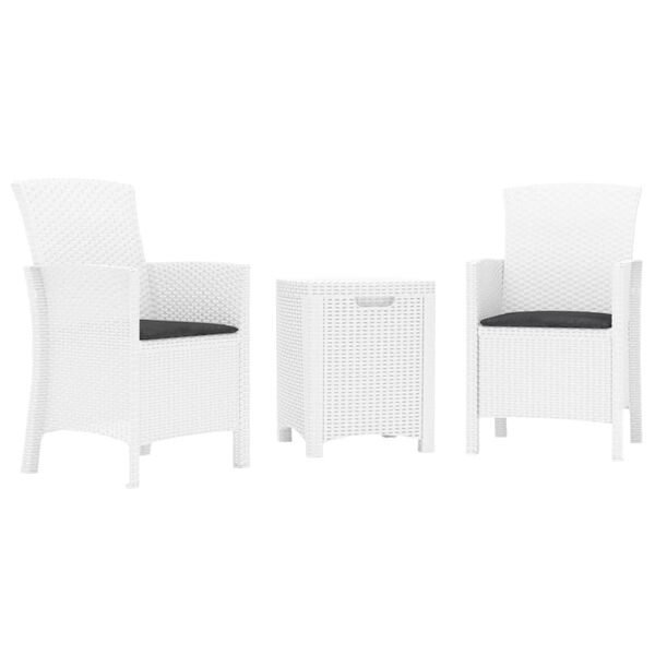 vidaXL Salon de jardin 3 pcs avec coussins Rotin PP Blanc