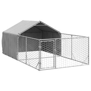 vidaXL Niche d'ext&eacute;rieur pour chien enclos 4x2x1,5 m acier galvanis&eacute;