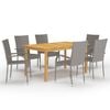 vidaXL Ensemble &agrave; manger de jardin 7 pcs Gris