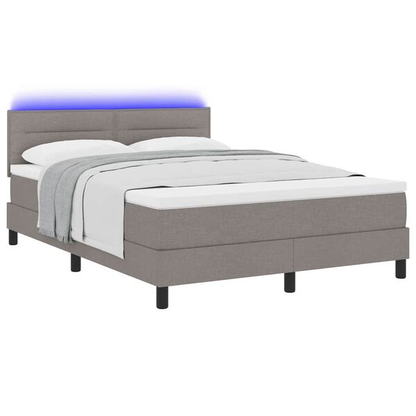 vidaXL Lit &agrave; ressorts avec matelas avec LED Taupe 140 x 200 cm tissu