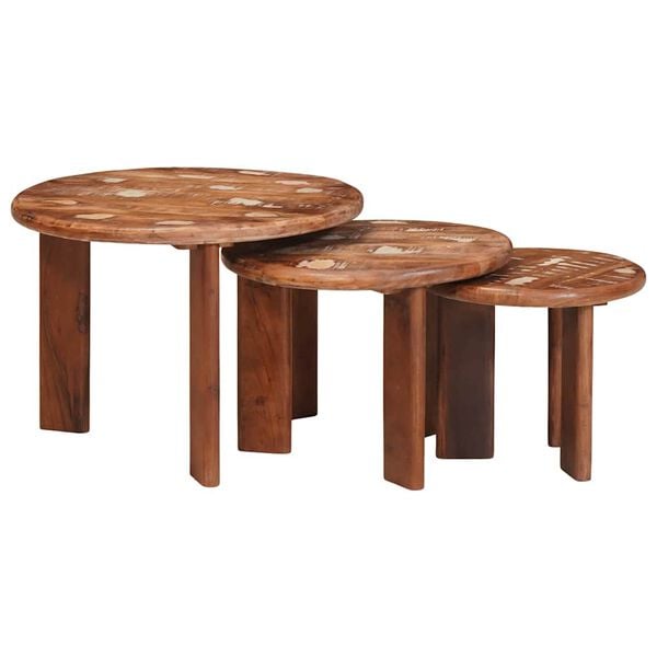 vidaXL Tables basses gigognes 3 pcs Multicolore Bois massif recycl&eacute;