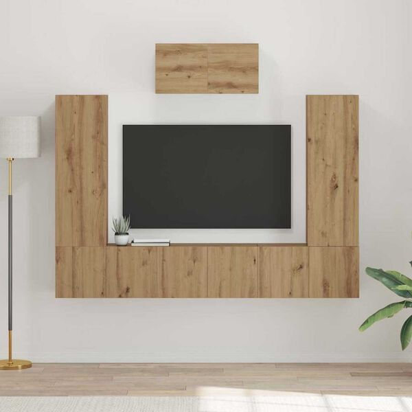 vidaXL Ensemble meuble TV 7 pcs Ch&ecirc;ne artisanal Bois d'ing&eacute;nierie