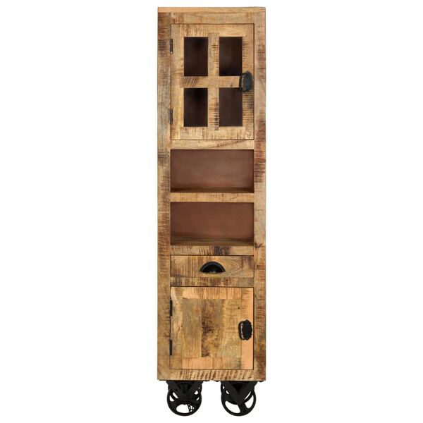 vidaXL Buffet sur roues 38x30x143 cm Bois de manguier solide brut