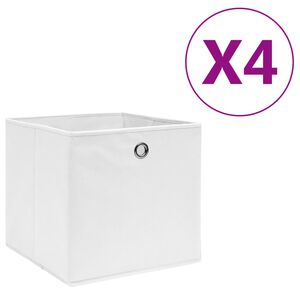 vidaXL Bo&icirc;tes de rangement 4 pcs Tissu intiss&eacute; 28x28x28 cm Blanc