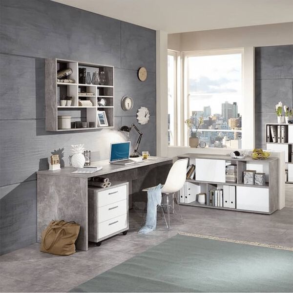 FMD &Eacute;tag&egrave;re murale avec 9 compartiments Gris b&eacute;ton