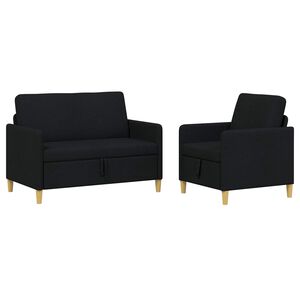vidaXL Canap&eacute; avec rangement 2 pc Noir Polyester