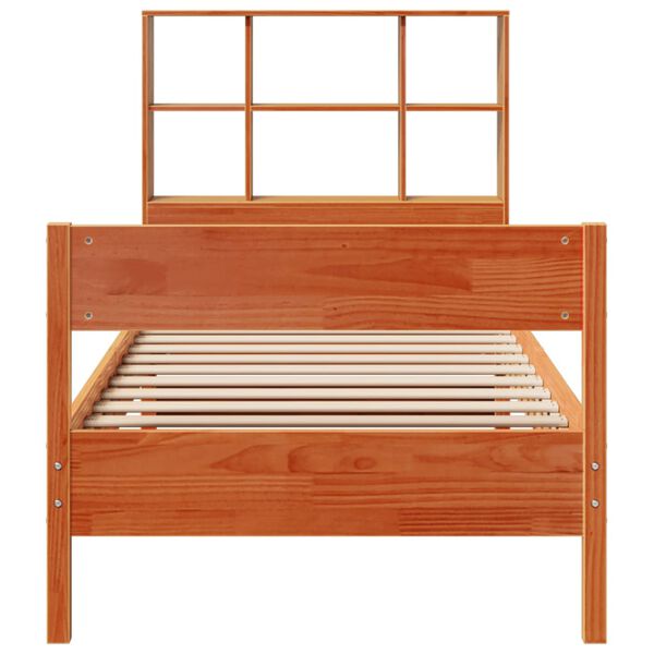 vidaXL Lit biblioth&egrave;que sans matelas cire marron 90x200 cm pin massif