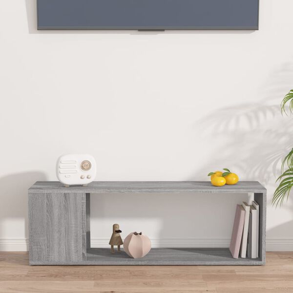 vidaXL Meuble TV Sonoma gris 100x24x32 cm Bois d'ing&eacute;nierie