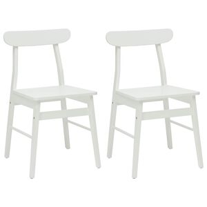 vidaXL Chaise de salle &agrave; manger 2 pc Bois de Caoutchouc Massif Blanc