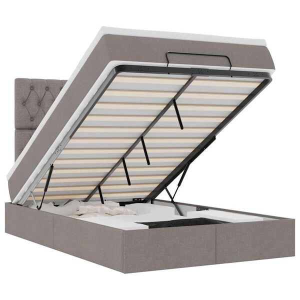 VidaXL Cadre de lit ottoman avec matelas taupe 120x190 cm tissu