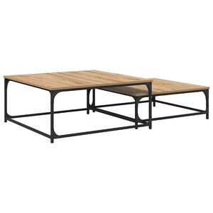 vidaXL Table basse 2 pc Ch&ecirc;ne artisanal 80 x 80 x 35 cm