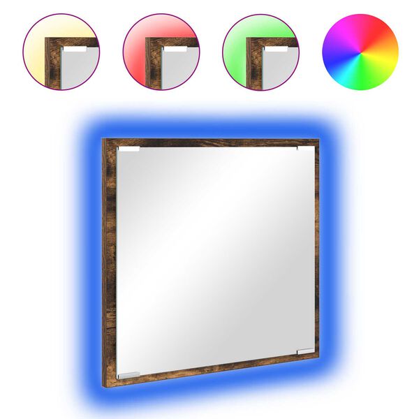 vidaXL Miroir de salle de bain LED Ch&ecirc;ne fum&eacute; 40 x 37 x 8.5 cm