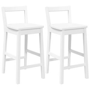 vidaXL Tabourets de bar (lot de 2) en bois massif blanc et caoutchouc