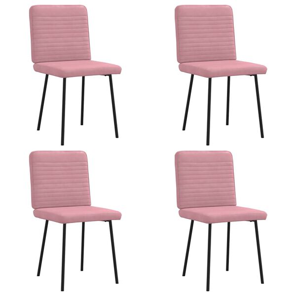 vidaXL Chaises &agrave; manger lot de 4 Rose Velours