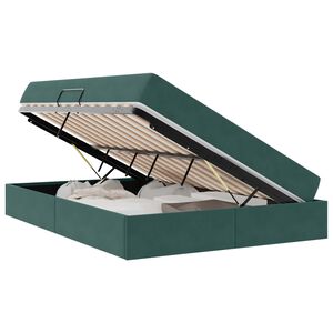 vidaXL Lit avec rangement et matelas Vert fonc&eacute; 140 x 190 cm Velours