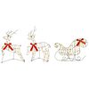 vidaXL Renne de No&euml;l avec tra&icirc;neau 3 pc 140 LED Blanc chaud