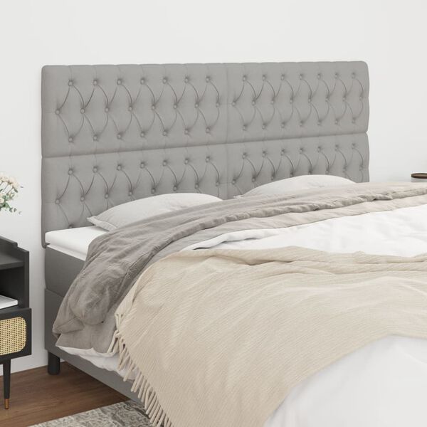 vidaXL T&ecirc;te de lit Gris clair 200 x 7 x 118/128 cm Tissu