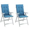 vidaXL Coussins de chaise &agrave; dossier haut lot de 2 bleu m&eacute;lang&eacute; tissu