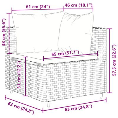 vidaXL Salon de jardin 5 pcs avec coussins Marron Résine tressée