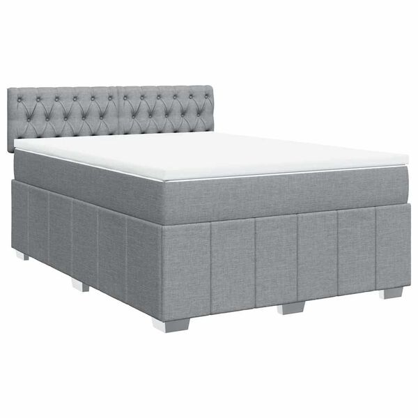 vidaXL Sommier &agrave; lattes de lit avec matelas Gris clair 160x200cm Tissu
