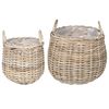 vidaXL Panier &agrave; Plantes avec stockage 2 pcs Gris Rattan Lacak
