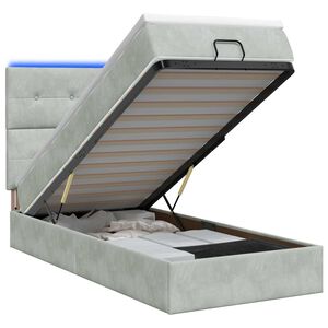 vidaXL Lit coffre avec matelas et LED Gris clair 80 x 200 cm Velours