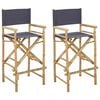 vidaXL Chaise de directeur pliante 2 pc Naturel et gris fonc&eacute; Bambou