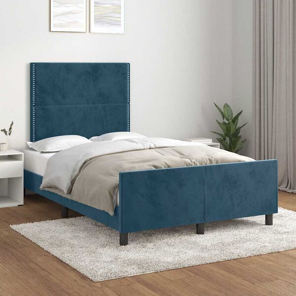 vidaXL Cadre de lit sans matelas bleu fonc&eacute; 120x200 cm velours