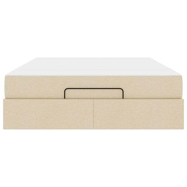 vidaXL Cadre de lit avec matelas avec matelas 2 pcs Cr&egrave;me tissu