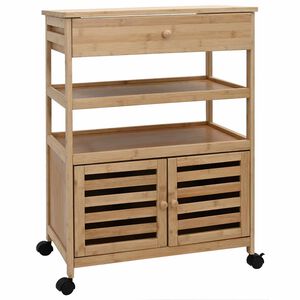 vidaXL Chariot de Cuisine avec Roues Naturel 59,5 x 36 x 82 cm Bambou