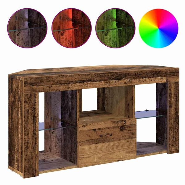 vidaXL Meuble TV LED d'Angle Bois ancien 100 x 40 x 50 cm