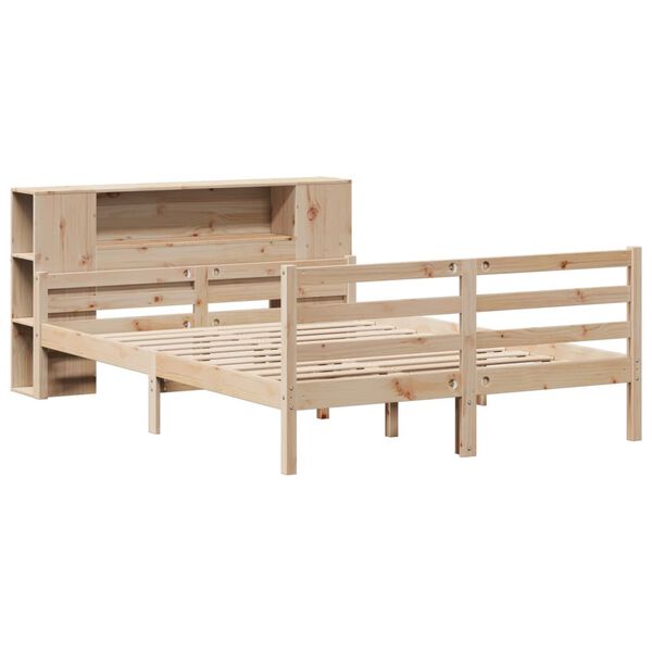 vidaXL Lit bibliothèque sans matelas 140x190 cm bois de pin massif
