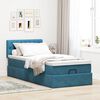 vidaXL Cadre de lit ottoman avec matelas bleu fonc&eacute; 90x190 cm velours