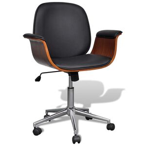 vidaXL Chaise pivotante Bois courb&eacute; et similicuir