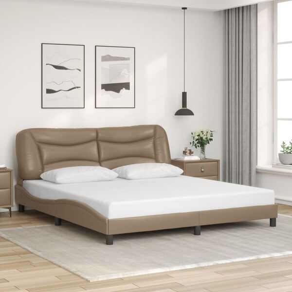 vidaXL Cadre de lit avec LED sans matelas Hvar cappuccino 180x200 cm