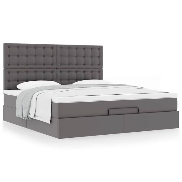VidaXL Cadre de lit ottoman avec matelas gris 160x200 cm similicuir