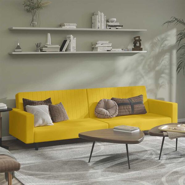 vidaXL Canap&eacute;-lit 2 places jaune velours