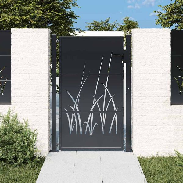vidaXL Portail de jardin Anthracite 100x125 cm Acier Design Herbe