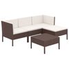 vidaXL Salon de jardin 5 pcs avec coussins r&eacute;sine tress&eacute;e marron