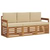 vidaXL Ensembles de canap&eacute;s 3 pc Naturel et Beige Bois d'Acacia Massif