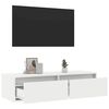 vidaXL Meuble TV avec lumi&egrave;res LED blanc 100X35,5x25 cm