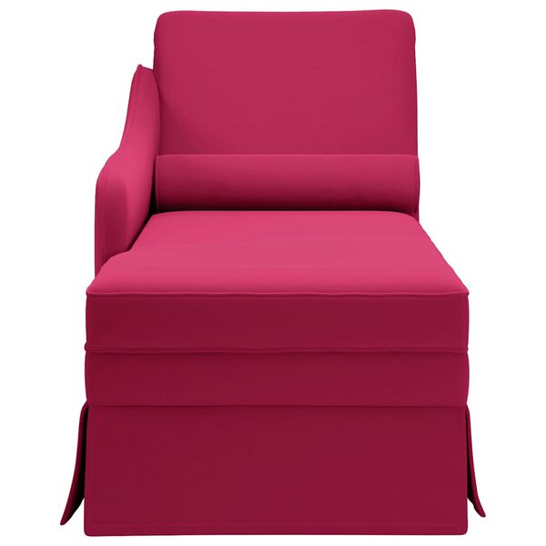 vidaXL Fauteuil long avec traversin et accoudoir droit rouge bordeaux