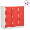vidaXL Armoires &agrave; casiers 5 pcs Gris clair et rouge 90x45x92,5cm Acier