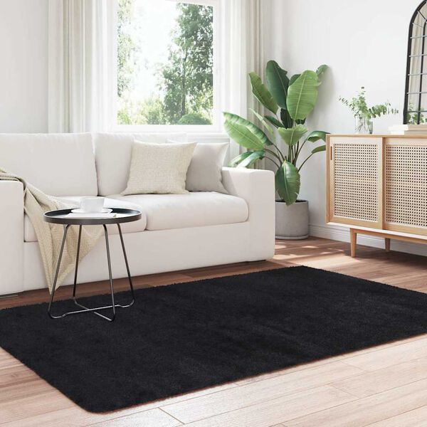 vidaXL Tapis Shaggy &agrave; poils longs NAVARRA noir 130x200 cm polyester