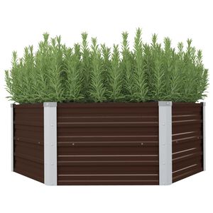 vidaXL Jardini&egrave;re sur&eacute;lev&eacute;e Marron 129x129x46 cm Acier galvanis&eacute;