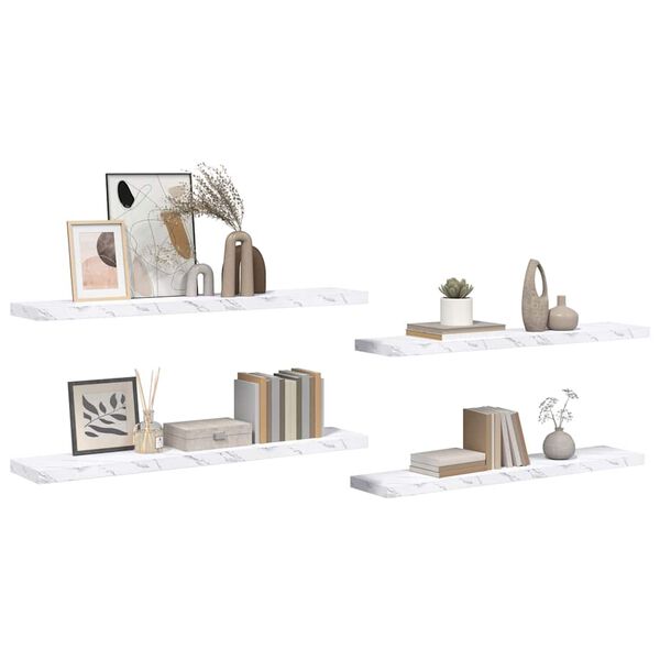 vidaXL &Eacute;tag&egrave;re Murale 4 pcs Marbre blanc 120 x 23,5 x 4 cm