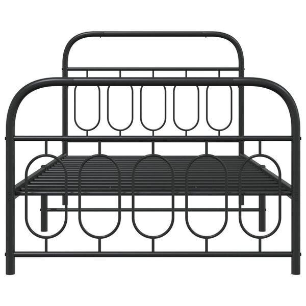 vidaXL Cadre de lit m&eacute;tal sans matelas avec pied de lit noir 100x190cm