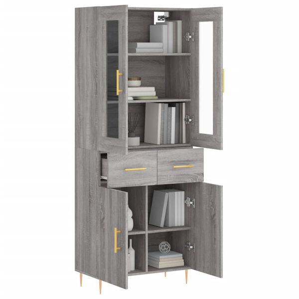 vidaXL Buffet haut Sonoma gris 69,5x34x180 cm Bois d'ing&eacute;nierie