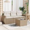 vidaXL Salon de jardin avec coussins 4 pcs beige r&eacute;sine tress&eacute;e